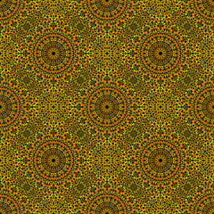 Geometrical gravel mandala pattern background design - elegant abstract bohemian seamless golden oriental vector wallpaper graphic