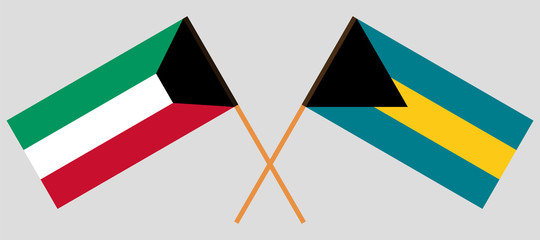 Bahamas and Kuwait. Crossed Bahamian and Kuwaiti flags
