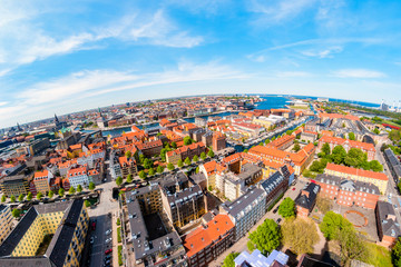 Beautiful aerial view of Copenhagen from above, Denmark