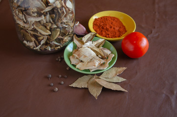 still life dried porcini mushrooms