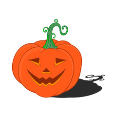 Halloween pumpkin with shadow on a white background.