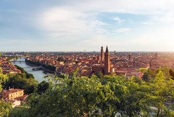 The best view on Verona in sunset time