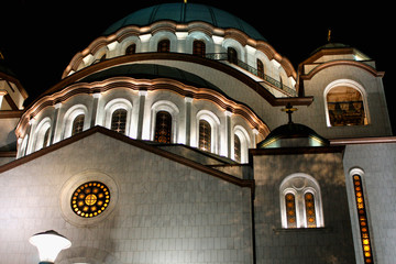 Cathedral of Saint Sava at night, Belgrade, Serbia