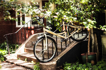 yellow vintage bicycle