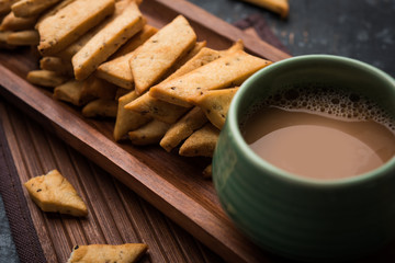 Namakpare or Salty Shakarpara/shakarpare or namkeen Shankarpali, popular diwali food or tea-time snack from Gujarat, India