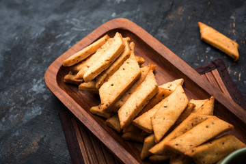 Namakpare or Salty Shakarpara/shakarpare or namkeen Shankarpali, popular diwali food or tea-time snack from Gujarat, India