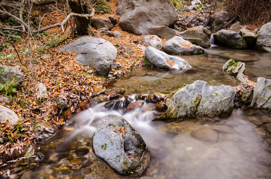 Hiking trail Los Cahorros de Monachil (Granada) in Autumn. Impressive gorge carved by the Monachil River. It is a place of singular beauty with waterfalls, caves and suspension bridges.