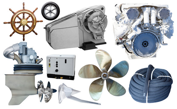 Isolated equipment and parts of modern yacht
