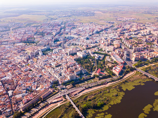 Fototapeta premium Aerial view of modern quarters of Badajos