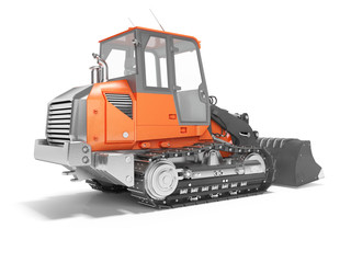 Construction machinery crawler excavator for lifting cargo in front 3D render on white background with shadow