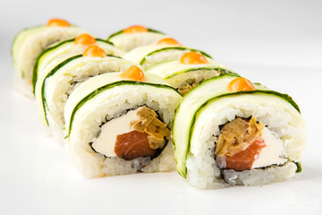 Delicious rolls with fish and cheese