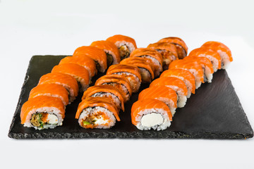 Delicious rolls with fish and cheese