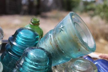 Colorful Antique Glass Telephone Insulators