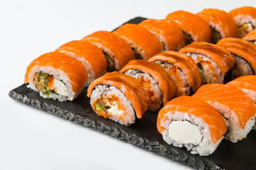 Delicious rolls with fish and cheese