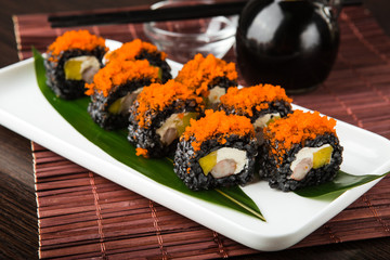 Delicious rolls with fish and cheese