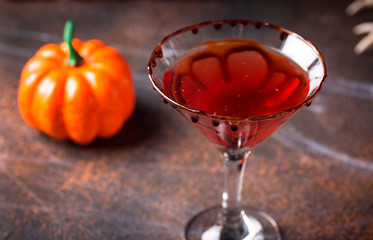 Halloweens drink red martini cocktail