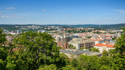Panorama for the development of the city of Brno from the viewpoint of the Spilberk castle.