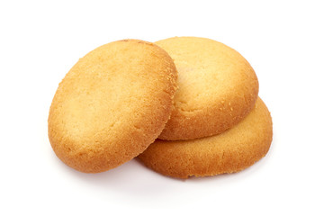 Homemade shortbread cookies, isolated on white background