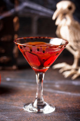 Halloweens drink red martini cocktail