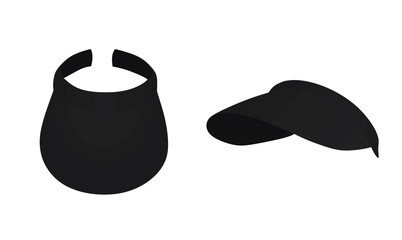 Black  long visor cap. vector illustration