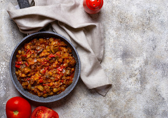 Sauteed or stewed eggplant with tomato