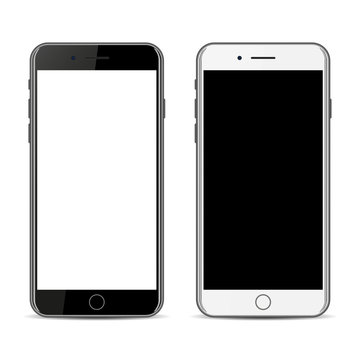 Black And White Iphone Isolated On A White Background