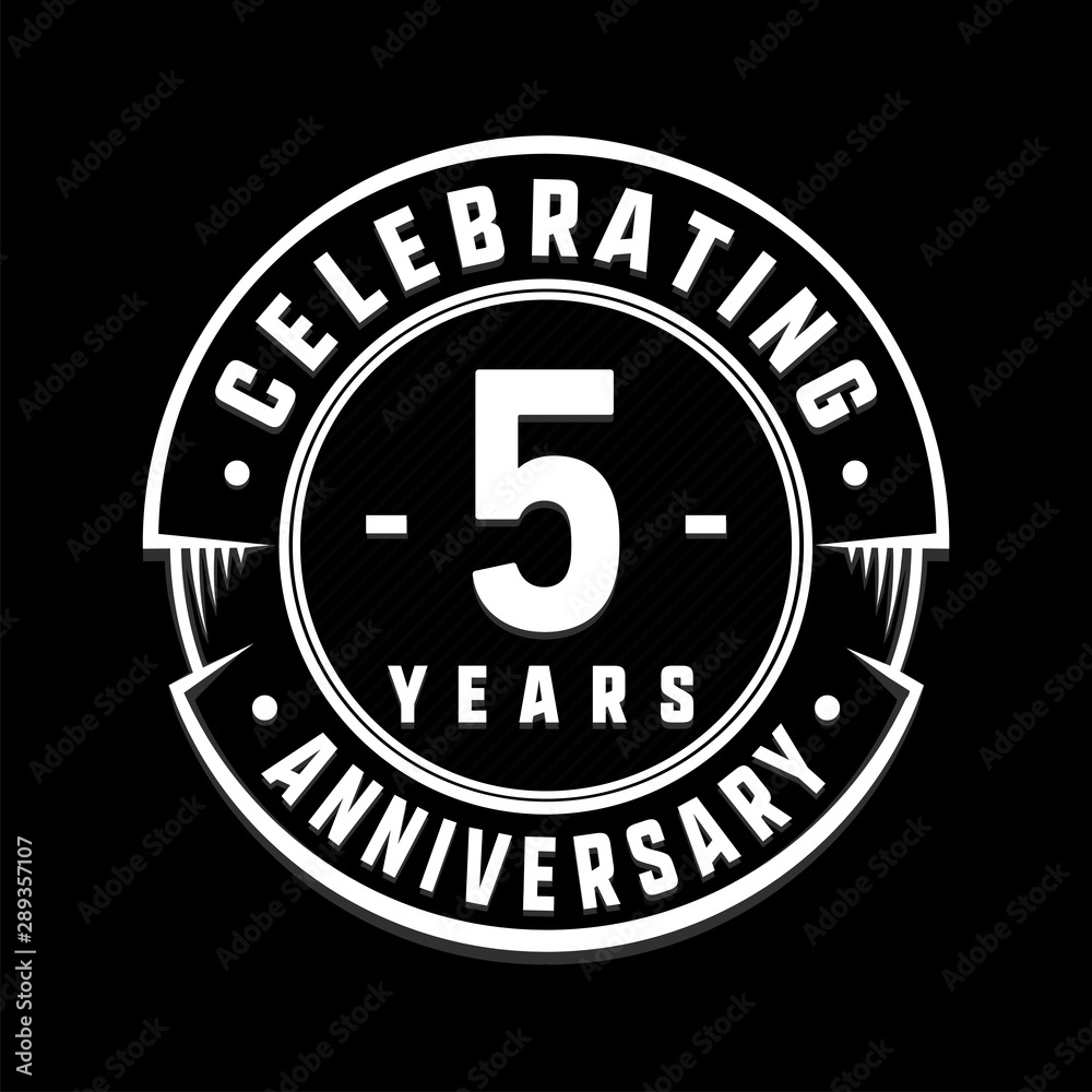 Wall mural Celebrating 5th years anniversary logo design. Five years logotype. Vector and illustration. - Wall murals