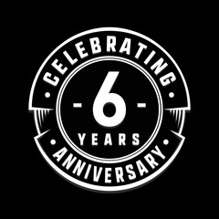 Celebrating 6th years anniversary logo design. Six years logotype. Vector and illustration.