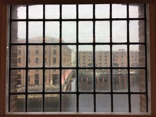 The Royal Albert Dock viewed from inside the Maritime Museum