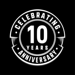 Celebrating 10th years anniversary logo design. Ten years logotype. Vector and illustration.