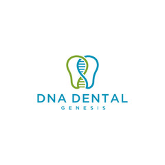 Illustration of abstract tooth markings with interconnected DNA gene markings logo design