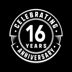 Fototapeta premium Celebrating 16th years anniversary logo design. Sixteen years logotype. Vector and illustration.