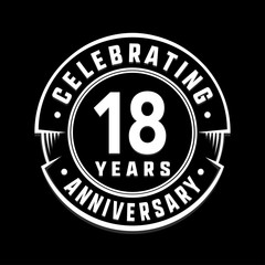 Fototapeta premium Celebrating 18th years anniversary logo design. Eighteen years logotype. Vector and illustration.