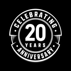 Celebrating 20th years anniversary logo design. Twenty years logotype. Vector and illustration.