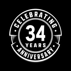 Fototapeta premium Celebrating 34th years anniversary logo design. Thirty-four years logotype. Vector and illustration.