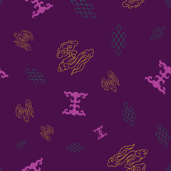 illustration of traditional symbol and ornaments. Seamless repeat pattern.
