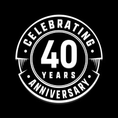 Celebrating 40th years anniversary logo design. Forty years logotype. Vector and illustration.