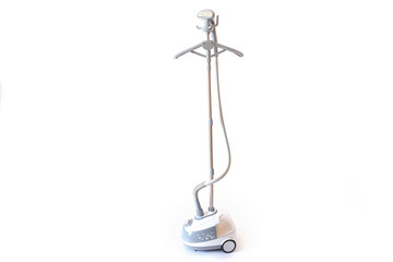 Vertical steam for clothes, isolated white background