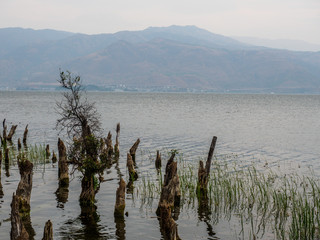 Erhai Lake in China near the City Dali. Seen form a park named haishi.