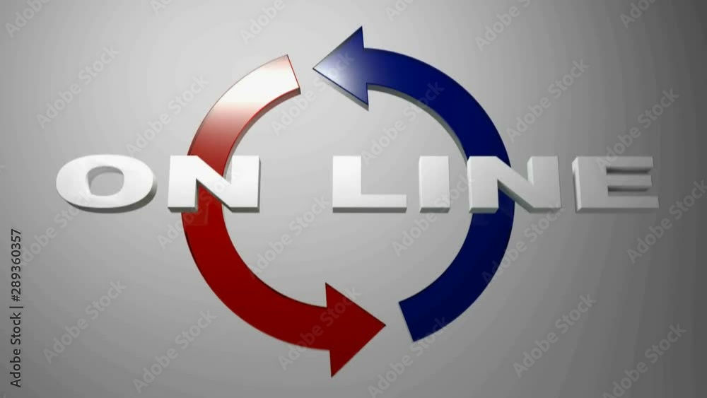 Poster on line with rotating arrows - 3d rendering videoclip
