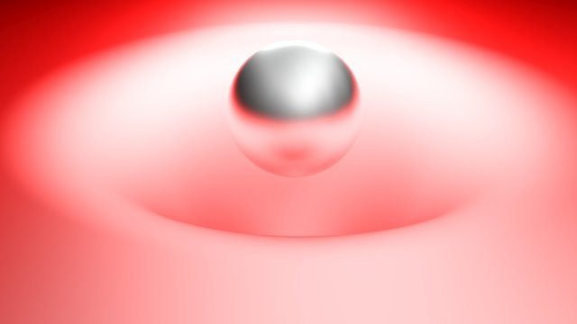 Metallic chrome sphere in a red glue environment - 3D rendering