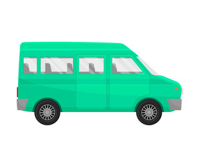Green minivan. Vector illustration on a white background.