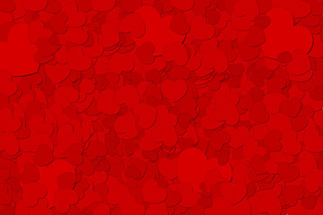 Vector illustration of many small red hearts on top of each another