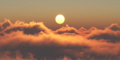 heaven, sunset over the clouds