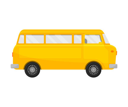 Yellow minivan. Vector illustration on a white background.