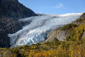 View of Exit Glacier, Harding Ice Field, Kenai Fjords National Park, Seward, Alaska, United States