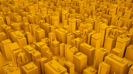 Yellow Urban isometric area with skyscrapers. 3d illustration