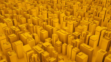 Obraz premium Żółte streszczenie 3d izometryczny megalopolis z drapaczami chmur. Ilustracja 3D