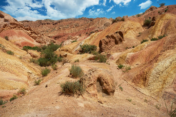 Mountain landscape with bizarre form of red rocks