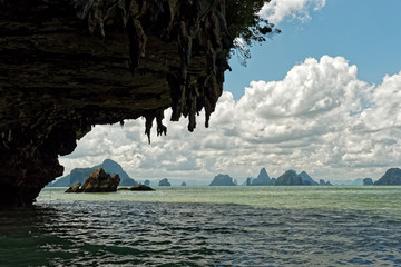Thailand - Ao Phang-nga  National Park, consists of an area of the Andaman Sea studded with numerous limestone tower karst islands, best known is Khao Phing Kan, called "James Bond Island"